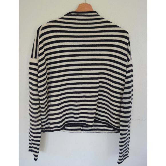Alex Mill Taylor Striped Cardigan In Cotton Cashmere Black Tan Size Large - Picture 5 of 6